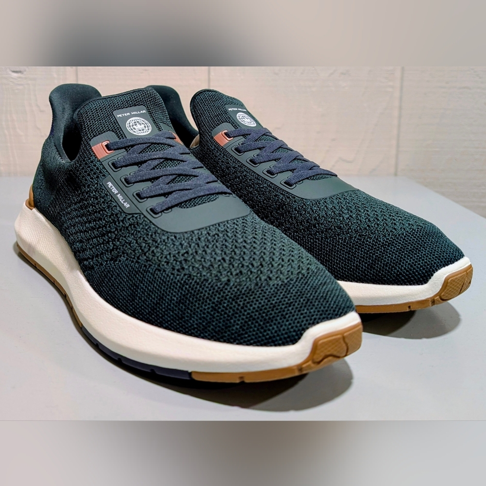 NIB Peter Millar Mens Hyperlight Apollo Dark Green Knit Sneakers Size 12.5